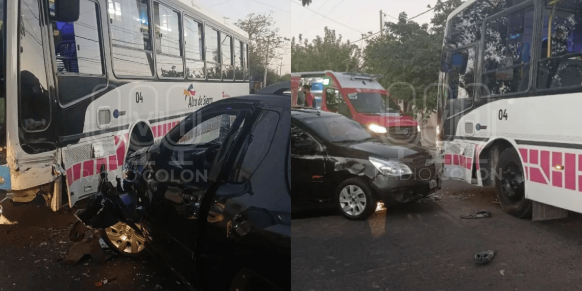 Fuerte choque en Santa Lucía: un conductor se quedó dormido e impactó de frente contra un colectivo de la Red Tulum