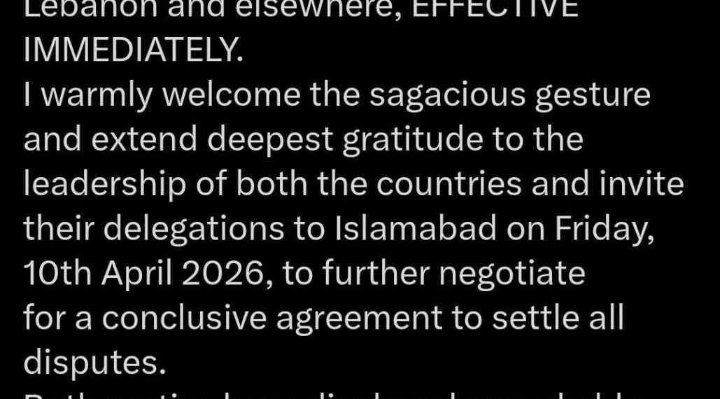 HISTÓRICO: Pakistán anuncia cese al fuego global entre Irán y Estados Unidos