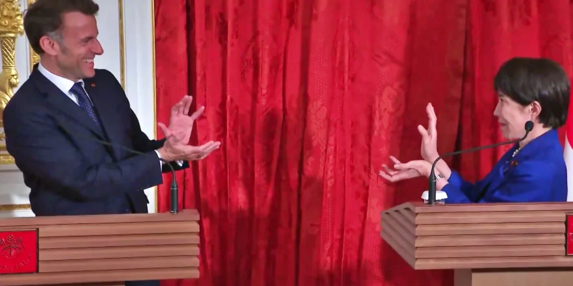 Alianza estratégica: Macron y la Primera Ministra japonesa sellan acuerdo con un «kamehameha»