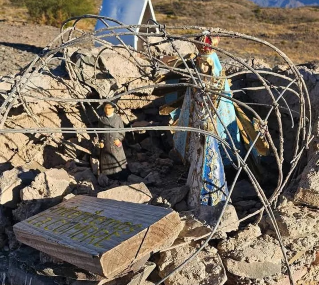 Vandalismo en Zonda: Destruyeron otra vez la gruta de Sierras Azules