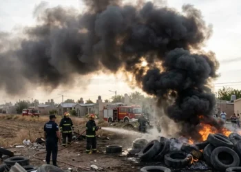 Un impactante incendio en Rivadavia generó alarma por una enorme columna de humo
