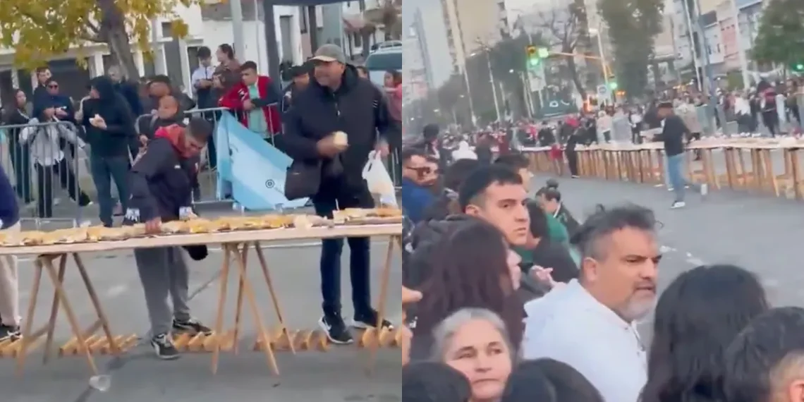 Insólito: vecinos saquearon un sándwich gigante de matambre a la pizza en Avellaneda