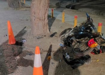 Santa Lucía: Un joven motociclista lucha por su vida tras chocar violentamente contra un árbol