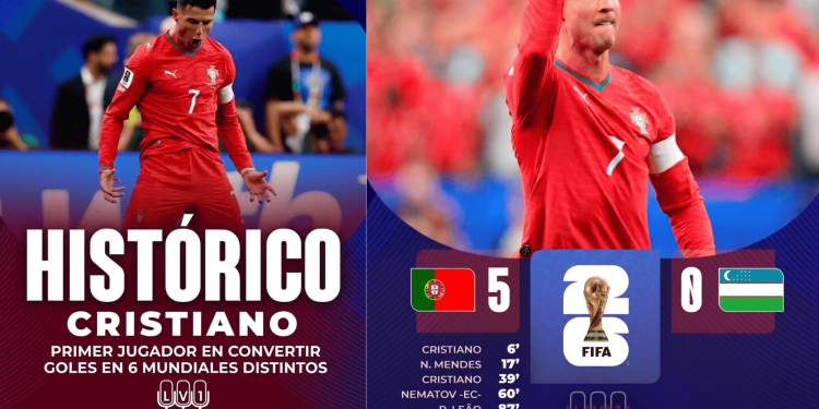 ¡HISTÓRICO! Cristiano Ronaldo se convierte en el primer jugador en marcar en seis Mundiales distintos