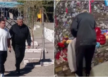 Chiqui Tapia llegó a San Juan y visitó el santuario de la Difunta Correa