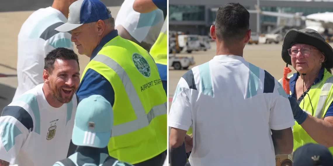 Risas en el aire: la divertida reacción de Messi en un control de seguridad