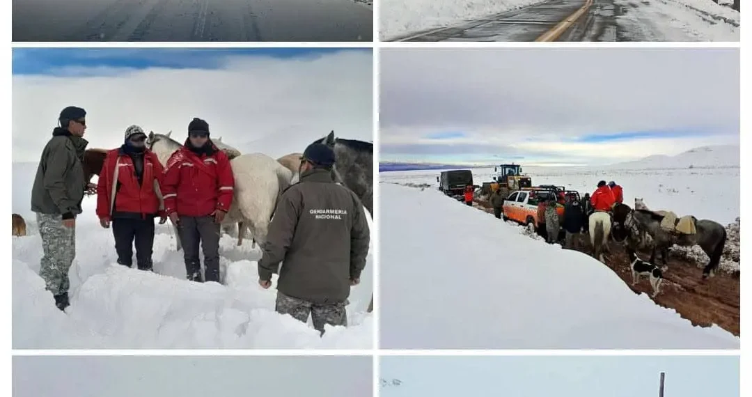 📍San Juan Gendarmes evacuaron a dos puesteros que permanecían aislados por la nieve