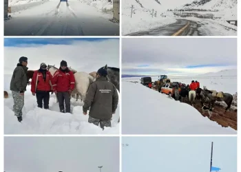 📍San Juan Gendarmes evacuaron a dos puesteros que permanecían aislados por la nieve