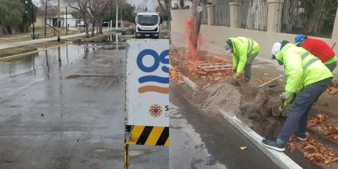 Solucionaron la rotura de un caño en Rivadavia tras inundar parte del centro capitalino