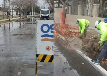 Solucionaron la rotura de un caño en Rivadavia tras inundar parte del centro capitalino