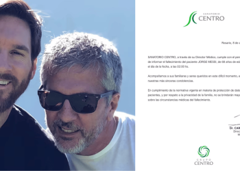 El Sanatorio Centro de Rosario confirmó el fallecimiento de Jorge Messi a los 68 años