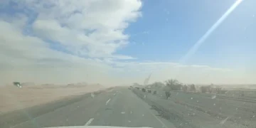 Alerta máxima en la Ruta 40 Norte: una fuerte tormenta de arena reduce drásticamente la visibilidad entre Talacasto y San Roque