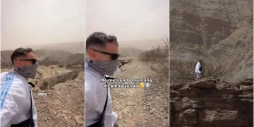 Furor en redes: un influencer estadounidense subió a la montaña sanjuanina para vivir en carne propia su primer Zonda