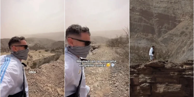 Furor en redes: un influencer estadounidense subió a la montaña sanjuanina para vivir en carne propia su primer Zonda