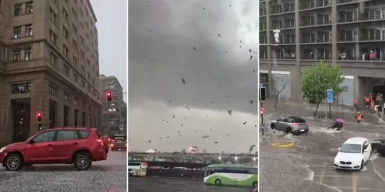 Alerta roja en Santiago de Chile: un violento temporal causó voladura de techos, inundaciones y granizo histórico