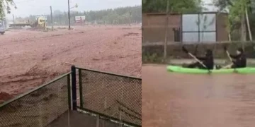 Temporal feroz en el corazón de Vaca Muerta: un aluvión inundó Añelo, dejó familias evacuadas y vecinos en canoa